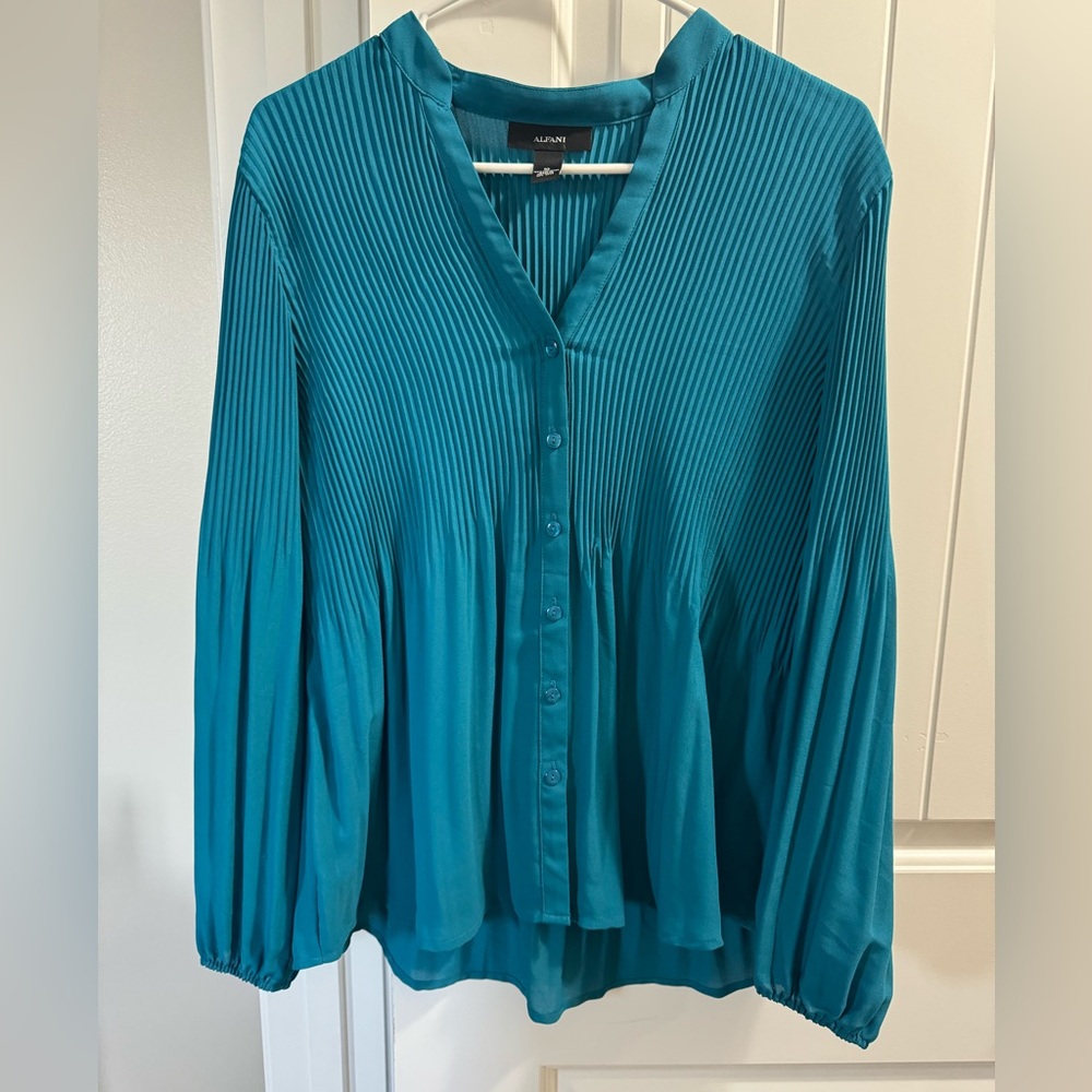 Alfani Button-Up Pleated Shirt